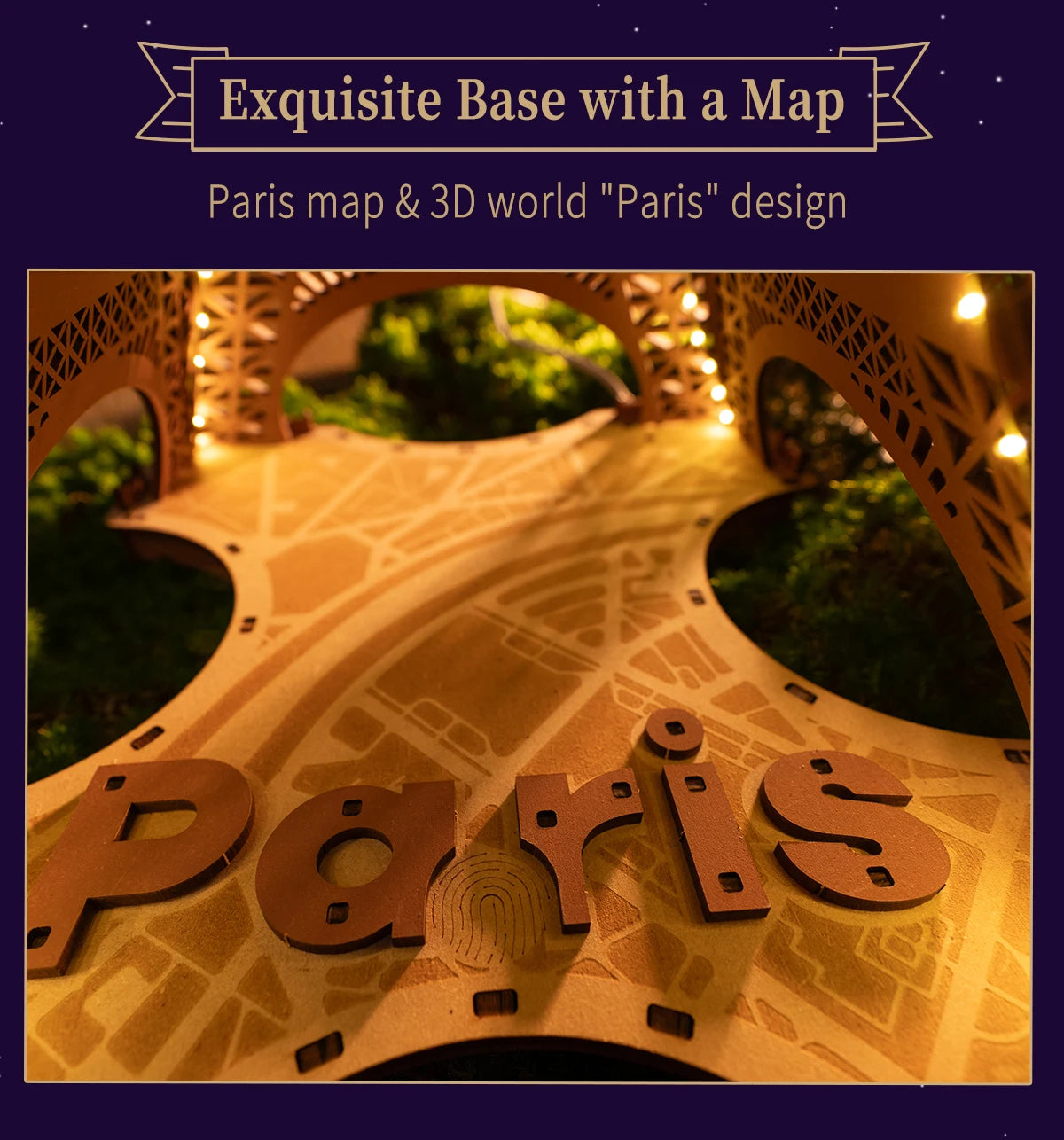 Night of the Eiffel Tower (light string included) - Model to assemble