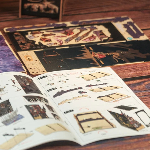 CUTEBEE DIY Book Nook Kit Miniature Wooden Dollhouse with Light Bookshelf Insert Decoration Model for The Legend of Wukong Model to assemble