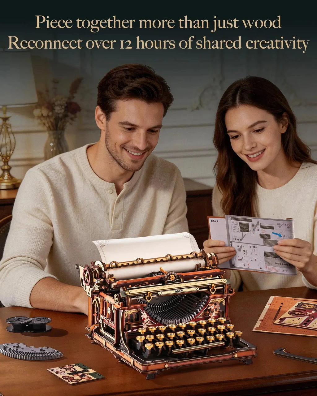 Mechanical Typewriter Wooden Model Kit - Model to assemble
