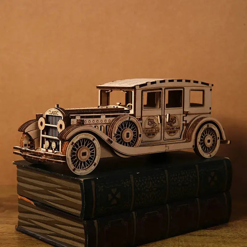 Vintage Classic Car 3D Wooden Puzzle – DIY Retro Vehicle Model Building Kit Model to assemble