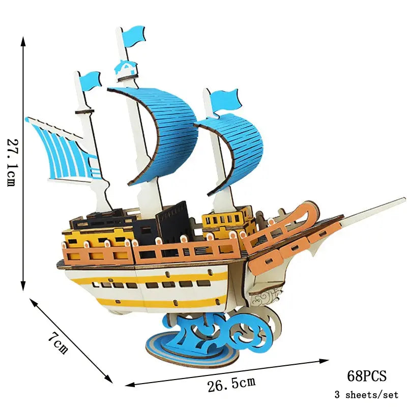 Asian Sailing Boat Ship Model Wood Jigsaw DIY Assembly Kits - Model to assemble