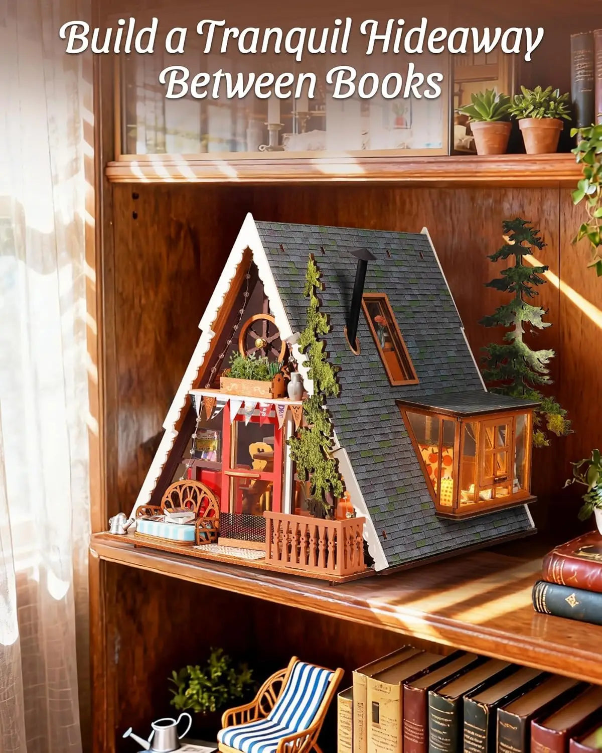 Miniature Frame Cabin with Openable Skylight - Model to assemble