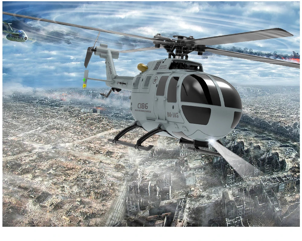 C186 PRO RC Helicopter 4CH BO105 Remote Control Airplane 6 Axis Electronic Gyroscope Aircraft Plane Toys for Children Model to assemble