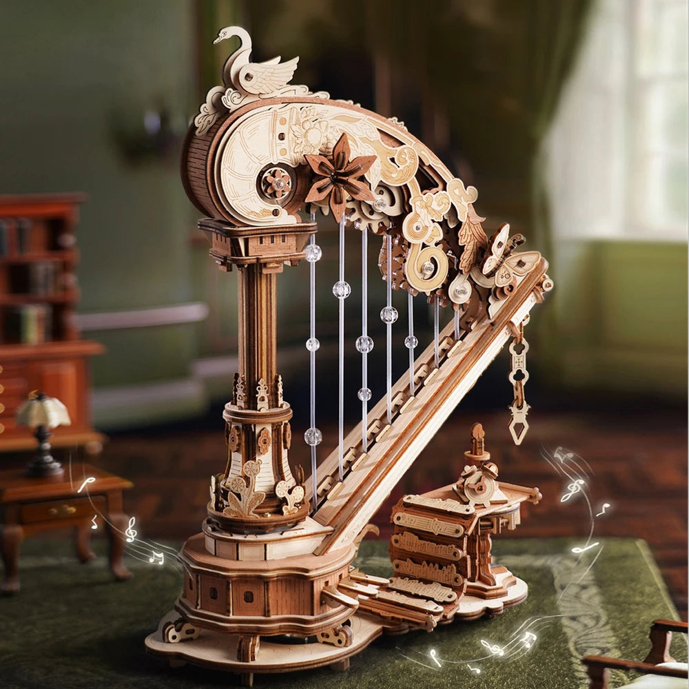 Stringed Harp Music Box - Model to assemble