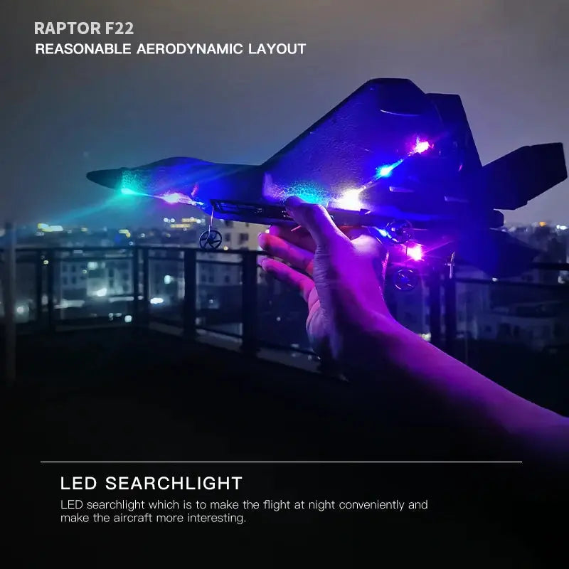 F22S Raptor RC Airplane – 4CH 2.4GHz Remote Control Fighter Jet with 3D/6G Gyroscope, LED Lights & Easy Flight Control Model to assemble