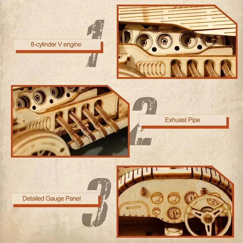 Vintage Car Wooden Puzzle DIY - Model to assemble