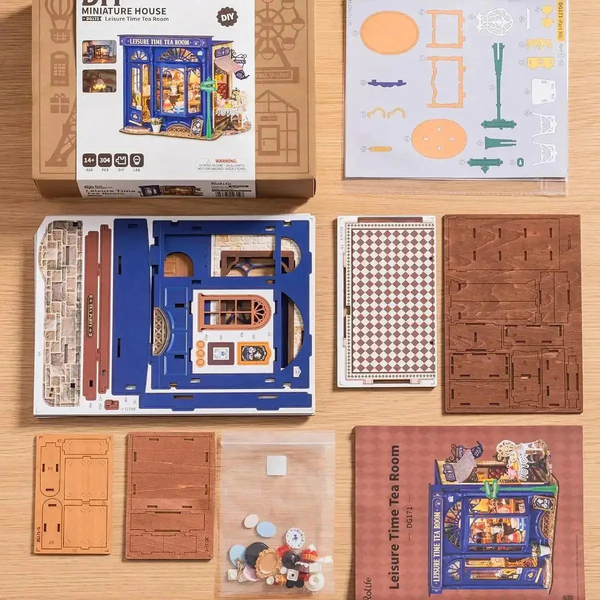 Leisure Time Tea Room DIY Miniature House Kit with LED Light