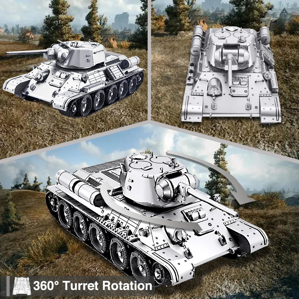 Piececool 3D Metal Puzzle T-34/76 Medium Tank Diy Jigsaw Toy for Adult Brain Teaser Assembly Model for Collection Model to assemble