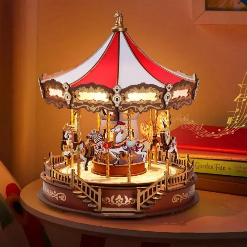 Carousel Music Box With LED Lights Gear - Model to assemble