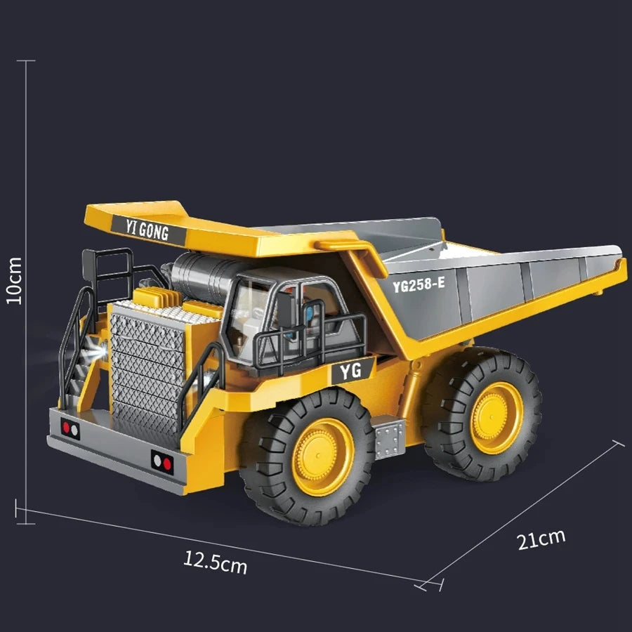 4WD Remote Control Excavator Toy Radio Controlled RC Dump Truck Vehicle Crawler Bulldozer Construction Car Gifts for Kids Boys Model to assemble