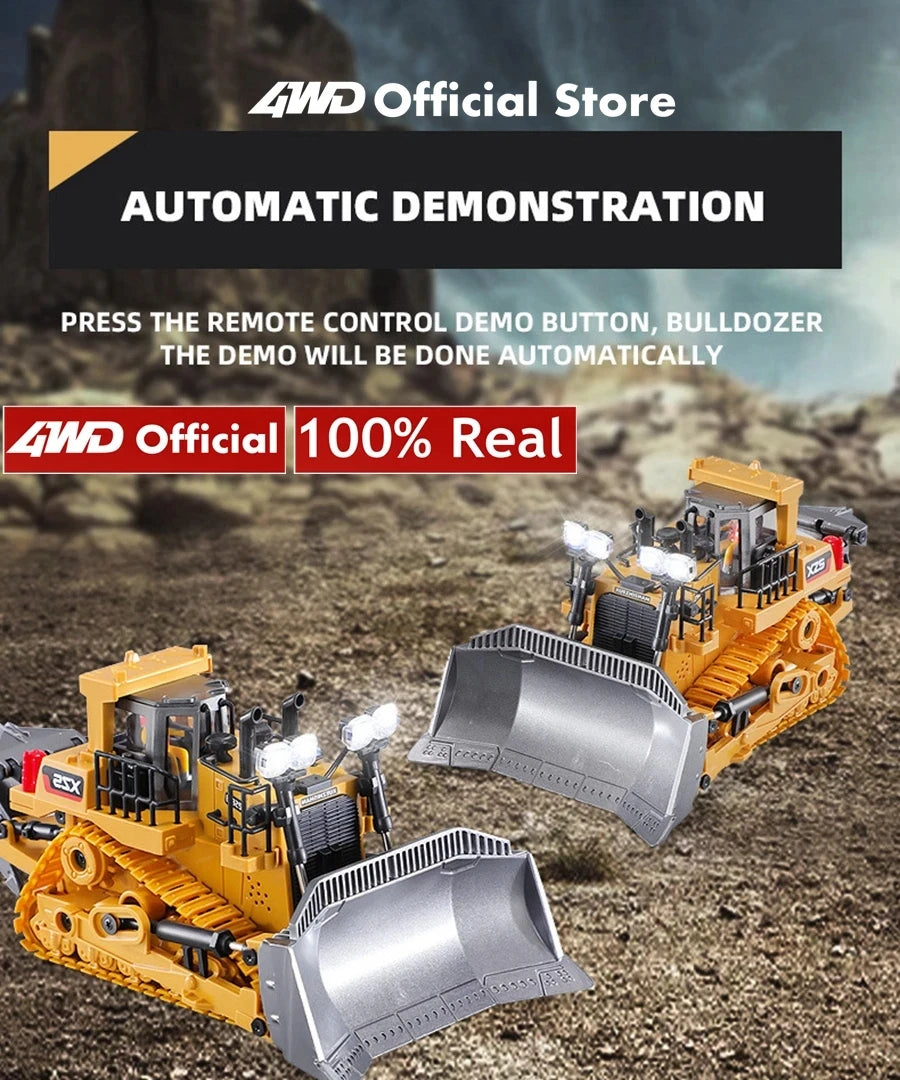 4WD Remote Control Excavator Toy Radio Controlled RC Dump Truck Vehicle Crawler Bulldozer Construction Car Gifts for Kids Boys Model to assemble
