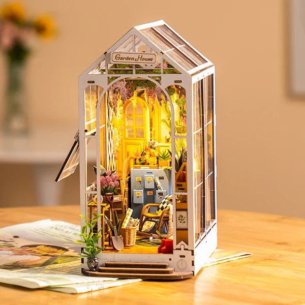 Robotime Rolife DIY Book Nook Wooden Miniature Doll House for Bookshelf Insert Furniture Model to assemble