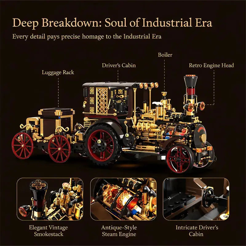 Vintage Mechanical Steam Car - Model to assemble