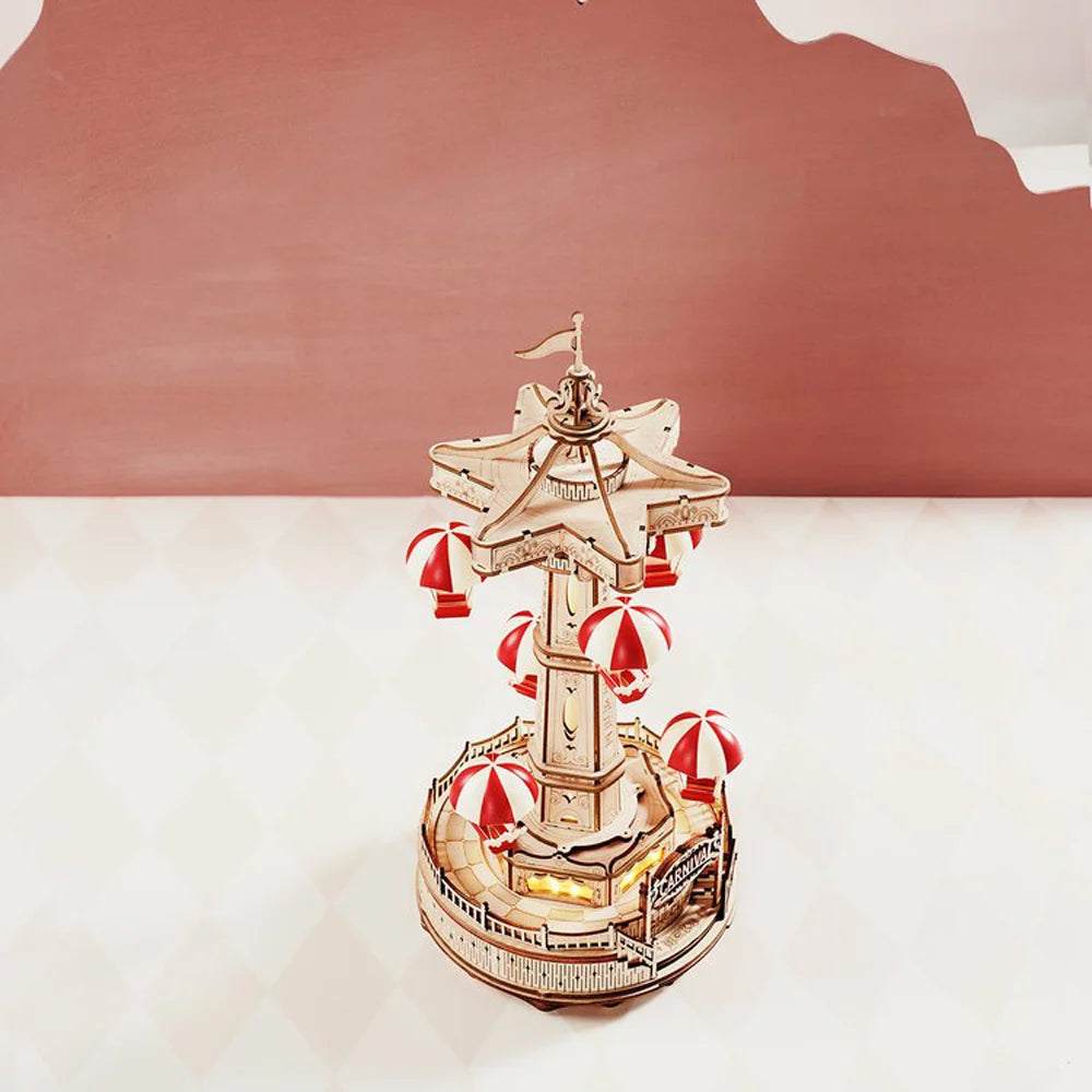 Parachute Tower Music Box Moveable Magic Amusement Park - Model to assemble