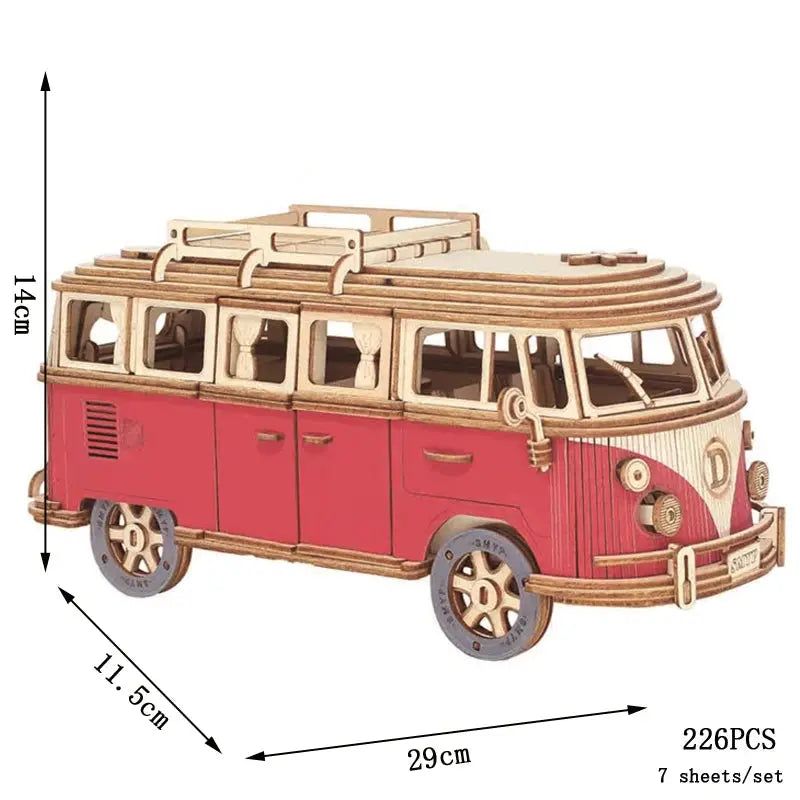 Retro Bus European-style Campervan Model to assemble