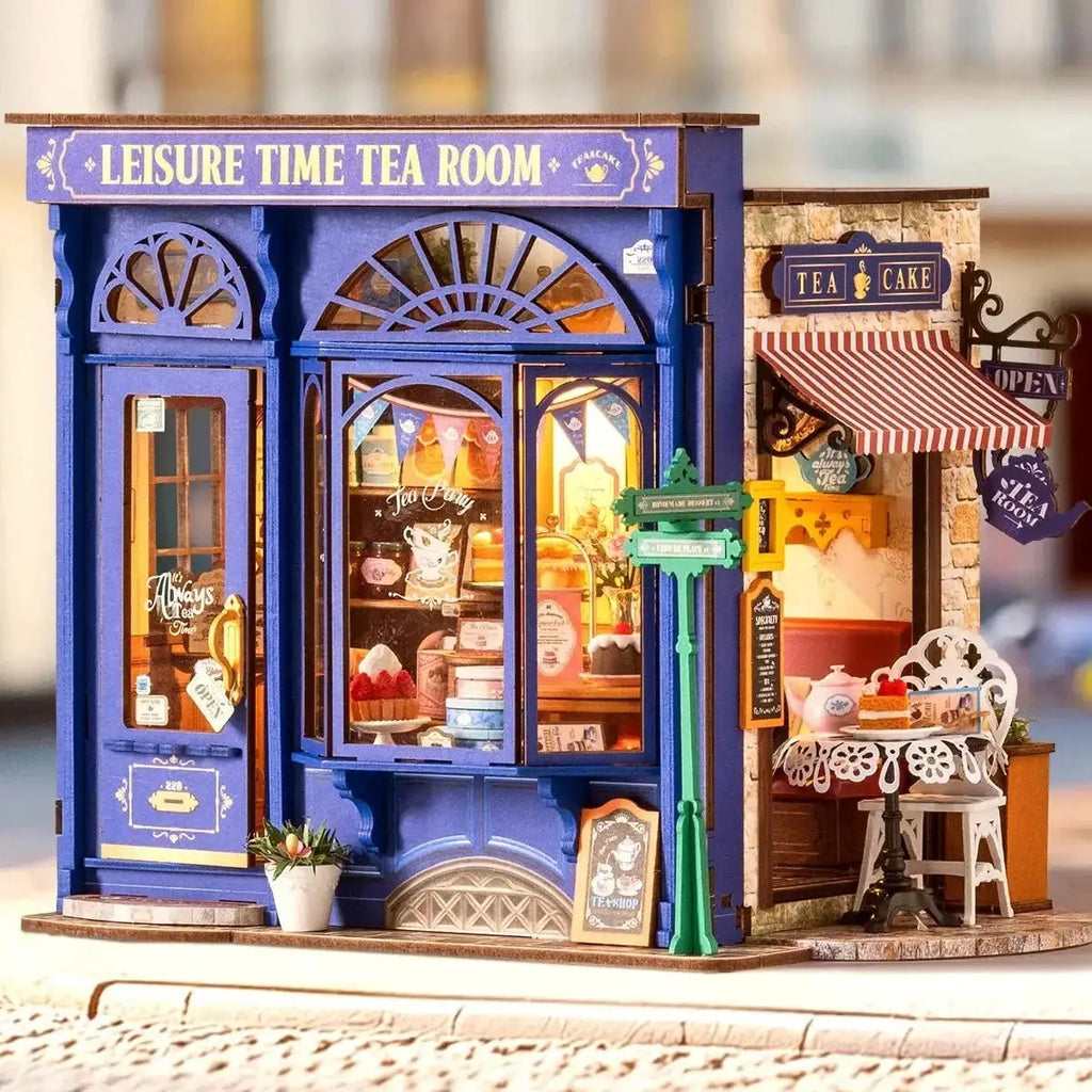 Leisure Time Tea Room DIY Miniature House Kit with LED Light