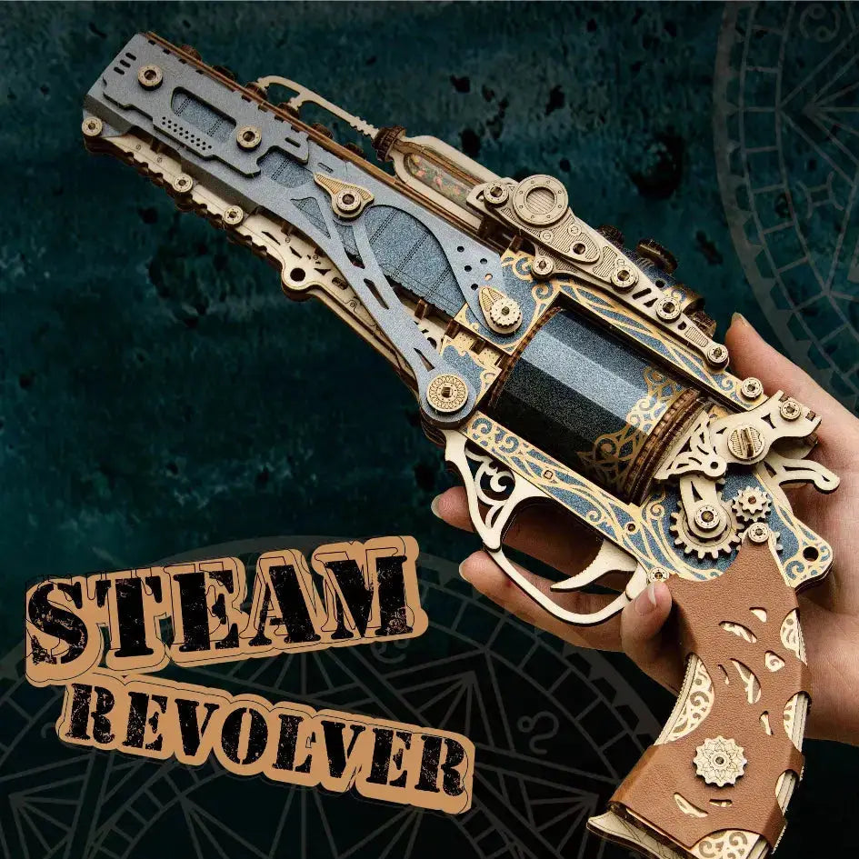 Steampunk Revolver Wooden Model Kits Model to assemble