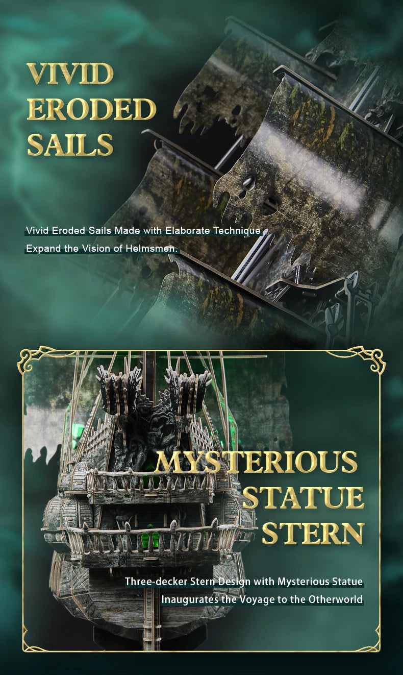 Green LED Flying Dutchman Pirate Ship