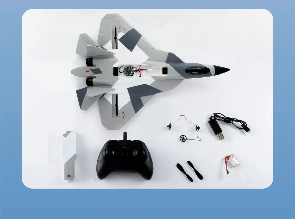 SU-35 RC Fighter Jet Foam Glider – 2.4G Remote Control Fixed Wing Airplane for Kids & Hobbyists - Model to assemble