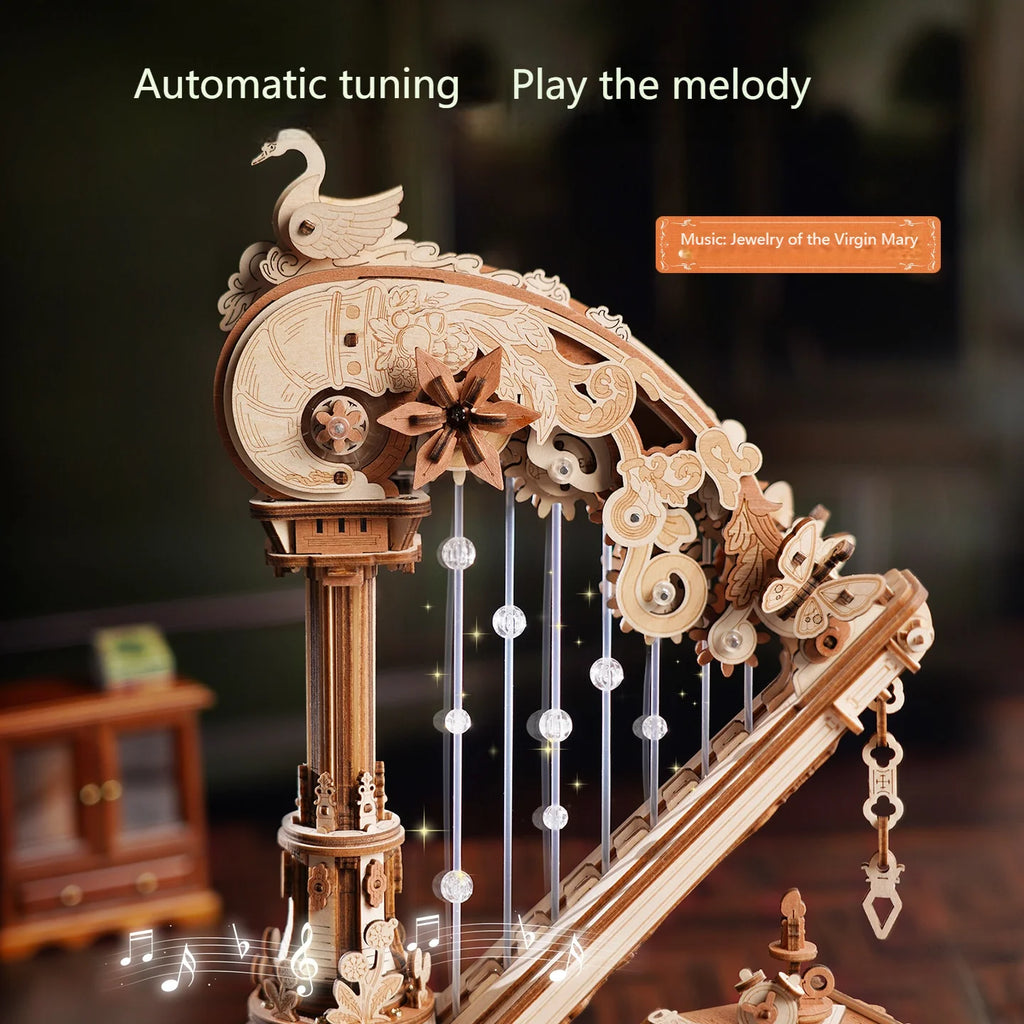 Stringed Harp Music Box - Model to assemble