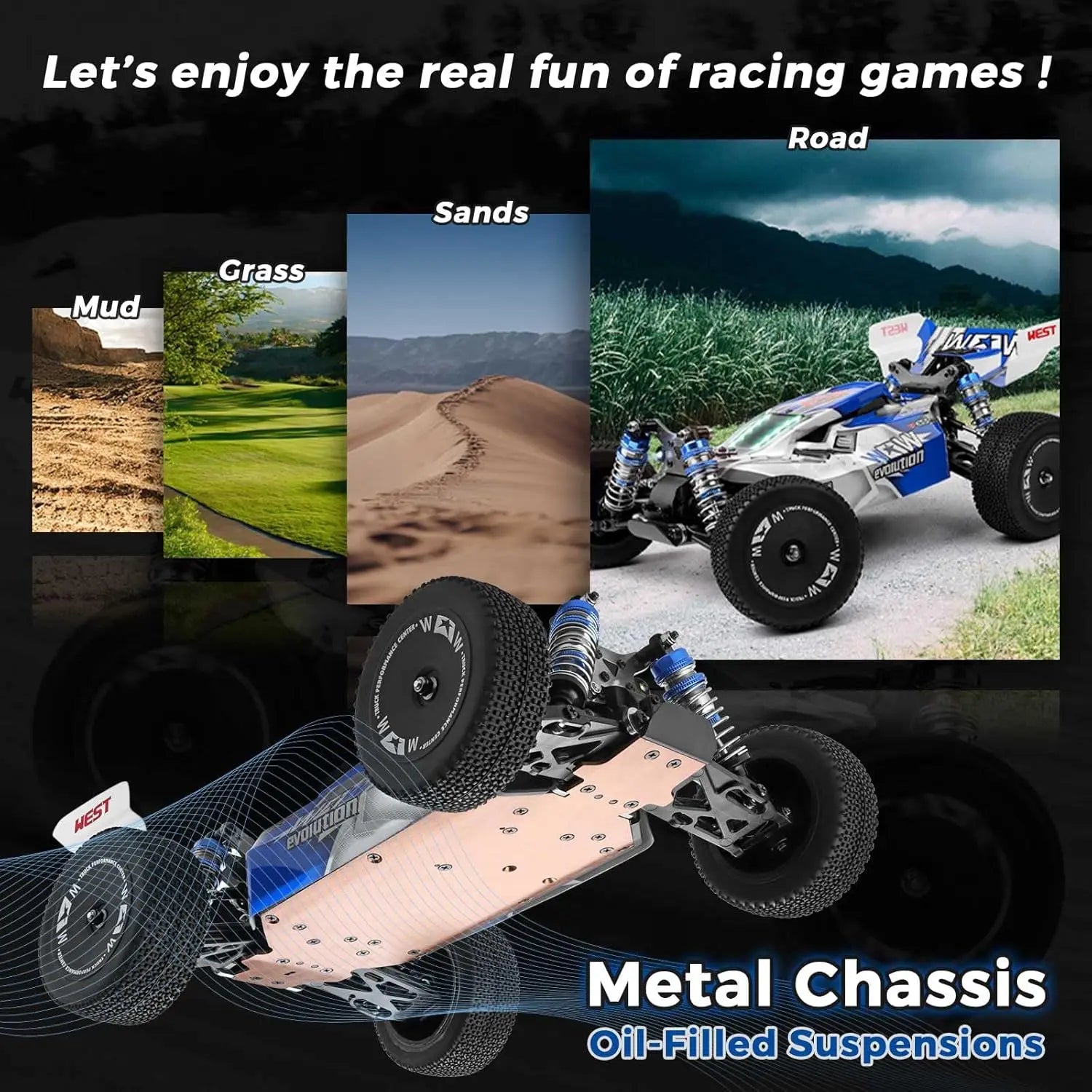 WLtoys144011 1/14 4WD RC Cars for Adults , Max 43 Mph Off-road Fast RC Car,Upgraded version(144001V2) ,Suitable for Outdoors Model to assemble