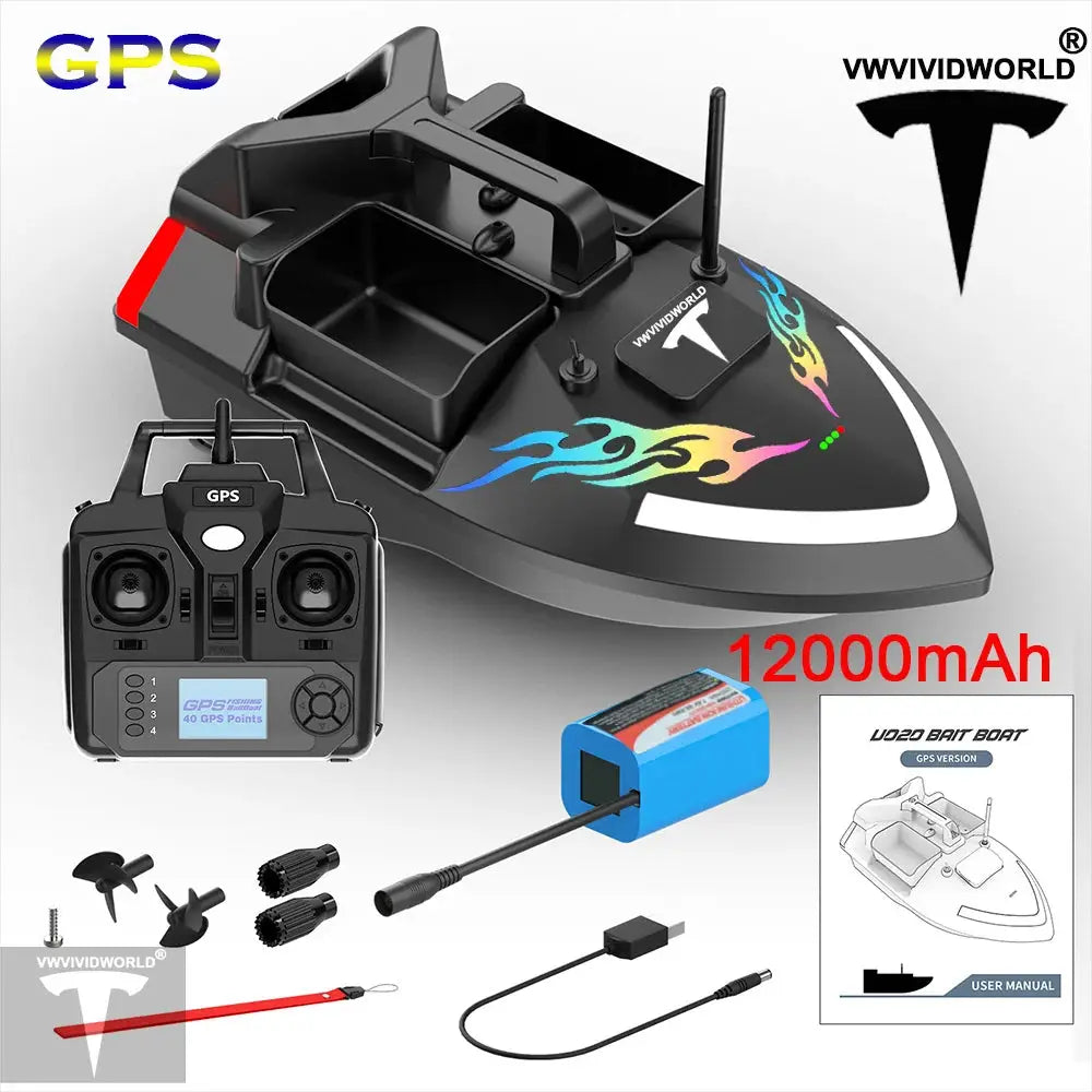 GPS Fishing Bait Boat – 2KG Capacity, 40 Waypoints & Auto Return - Model to assemble