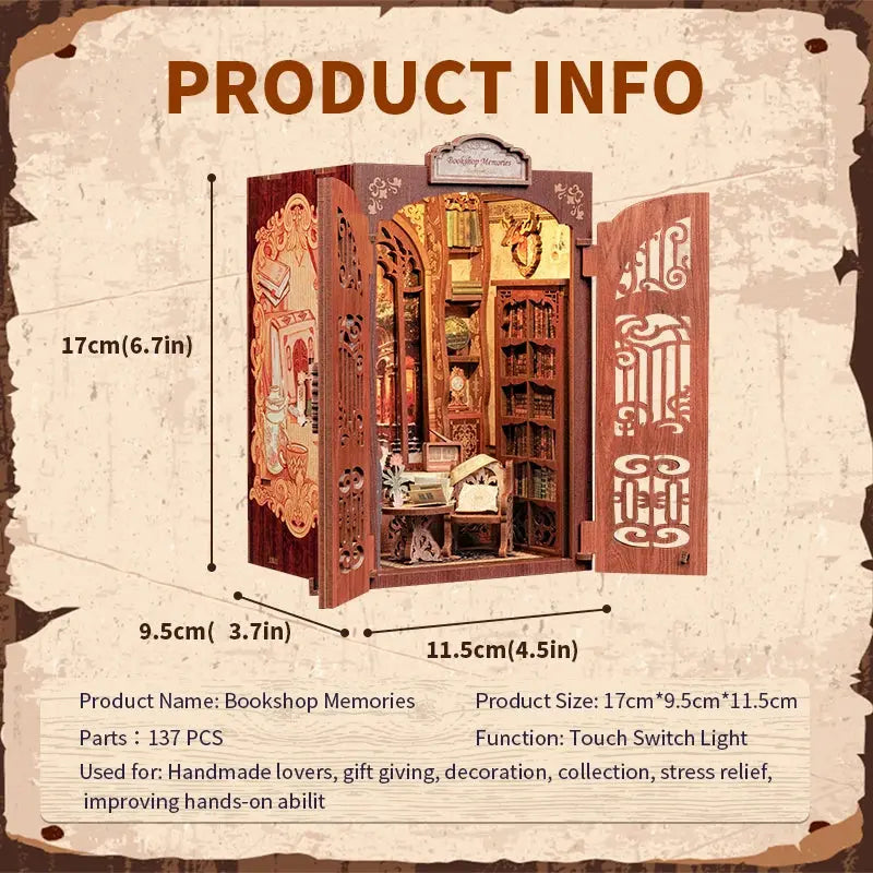DIY Bookstore Book Nook with Light - Model to assemble