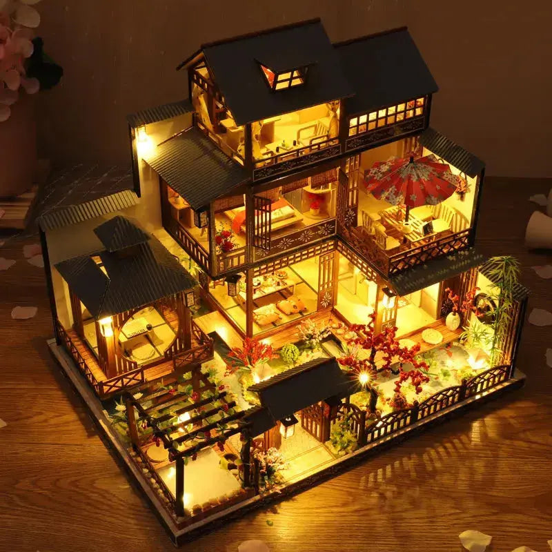 Japanese Dollhouse With Furniture Lights - Model to assemble
