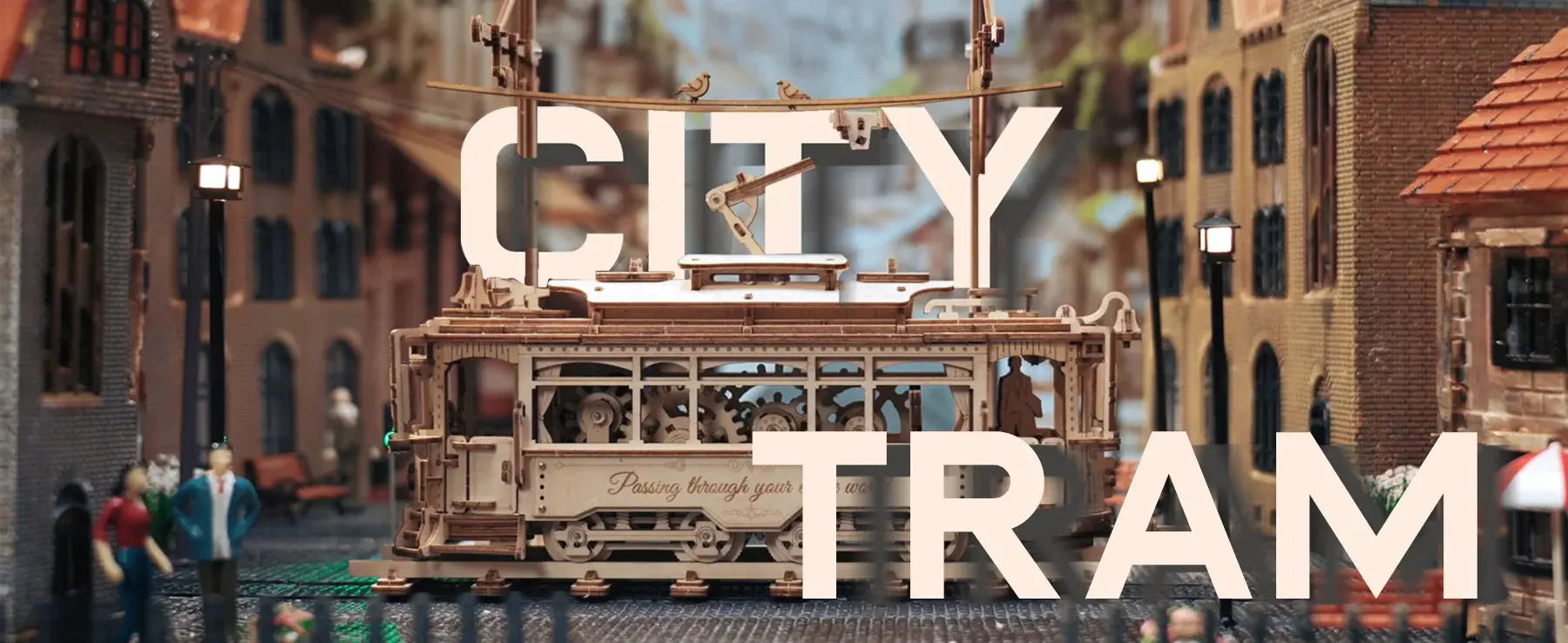 Tram Train Set 3D Wooden Puzzles with Railway - Model to assemble