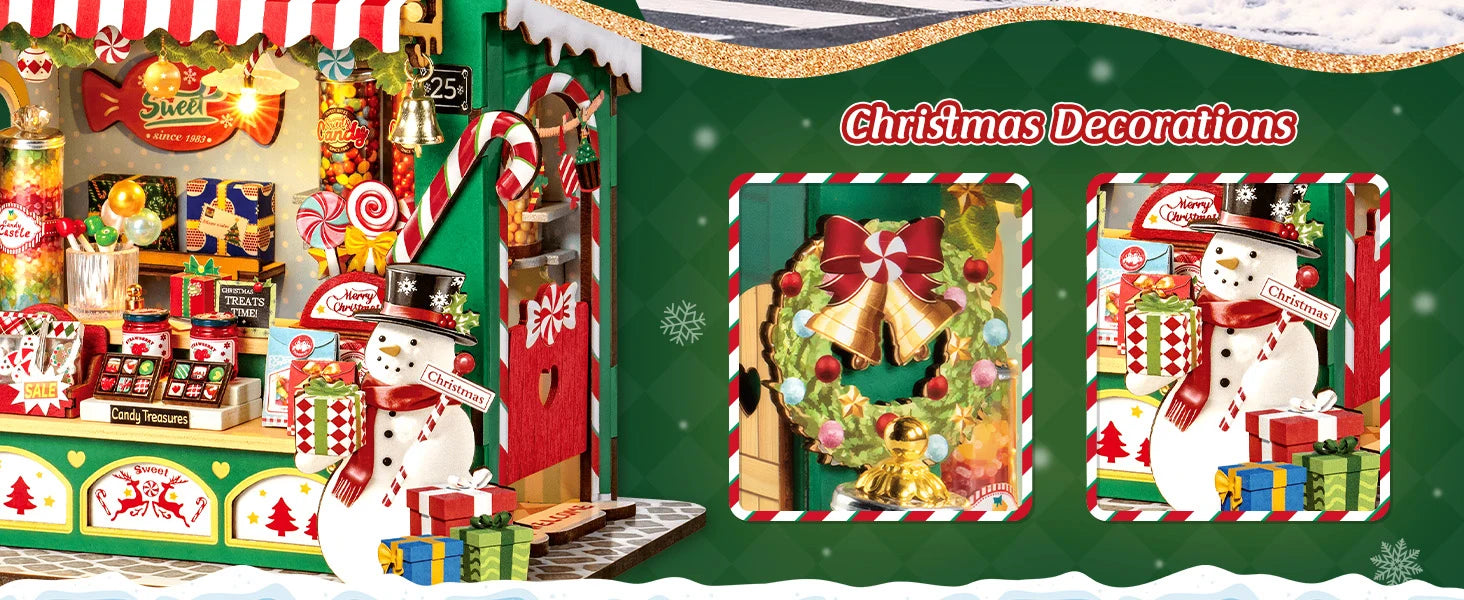 Christmas Candy Stall Dolls House, Christmas Decor - Model to assemble