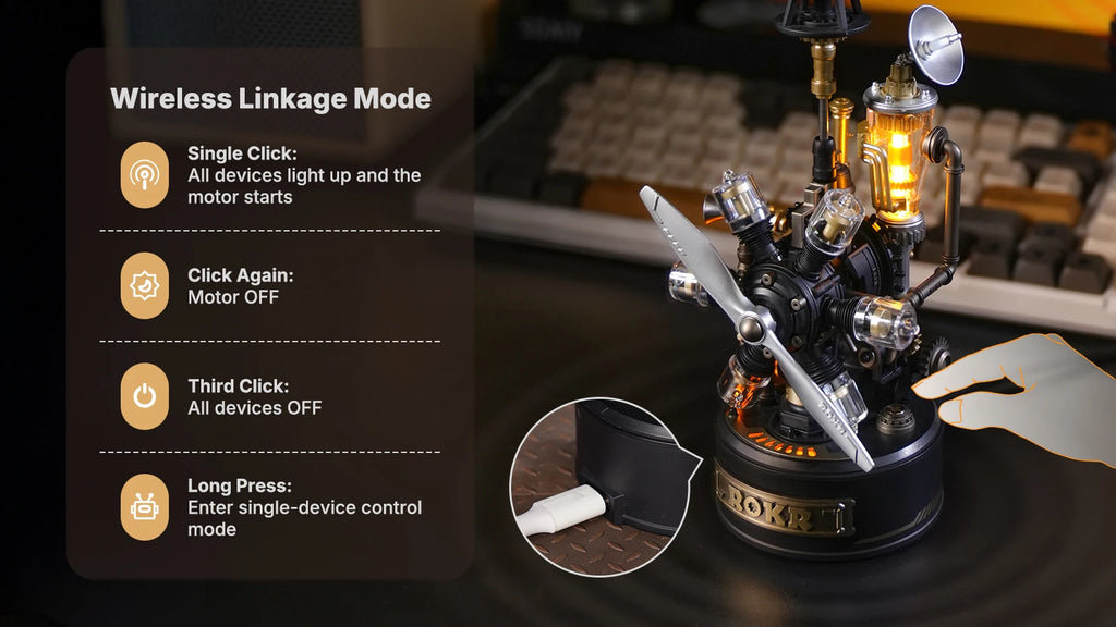 Leonardo Da Vinci's Helicopter Steampunk Mechanical Model with Moving Wing LED Unique - Model to assemble
