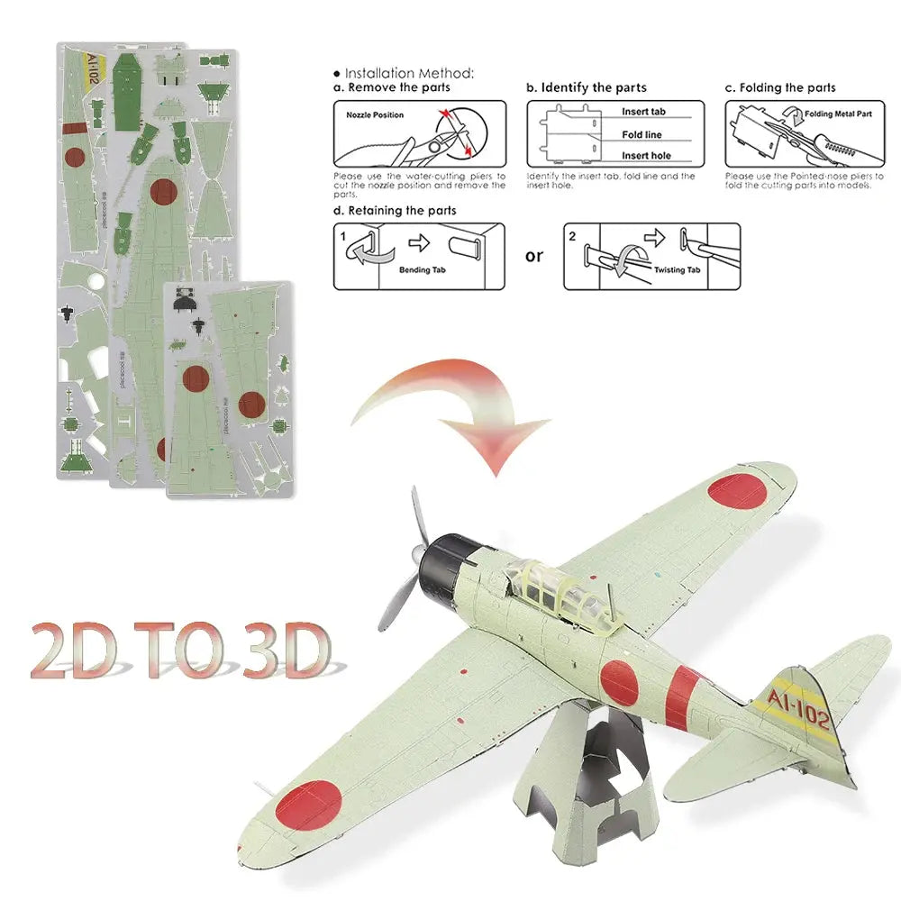 Airplane 3D Metal Puzzle DIY - Model to assemble
