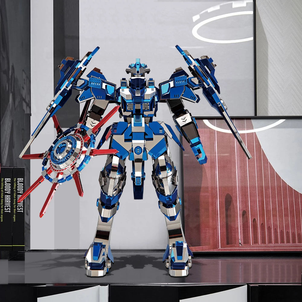 Piececool Puzzle 3D Metal Model Kits Blue Mech DIY Toys Jigsaw Birthday Valentine's Day Gifts for Teen Model to assemble