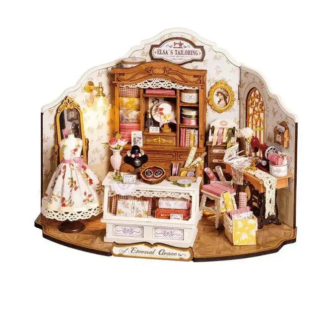 Elsa's Tailoring Miniature Dollhouse with LED Lights