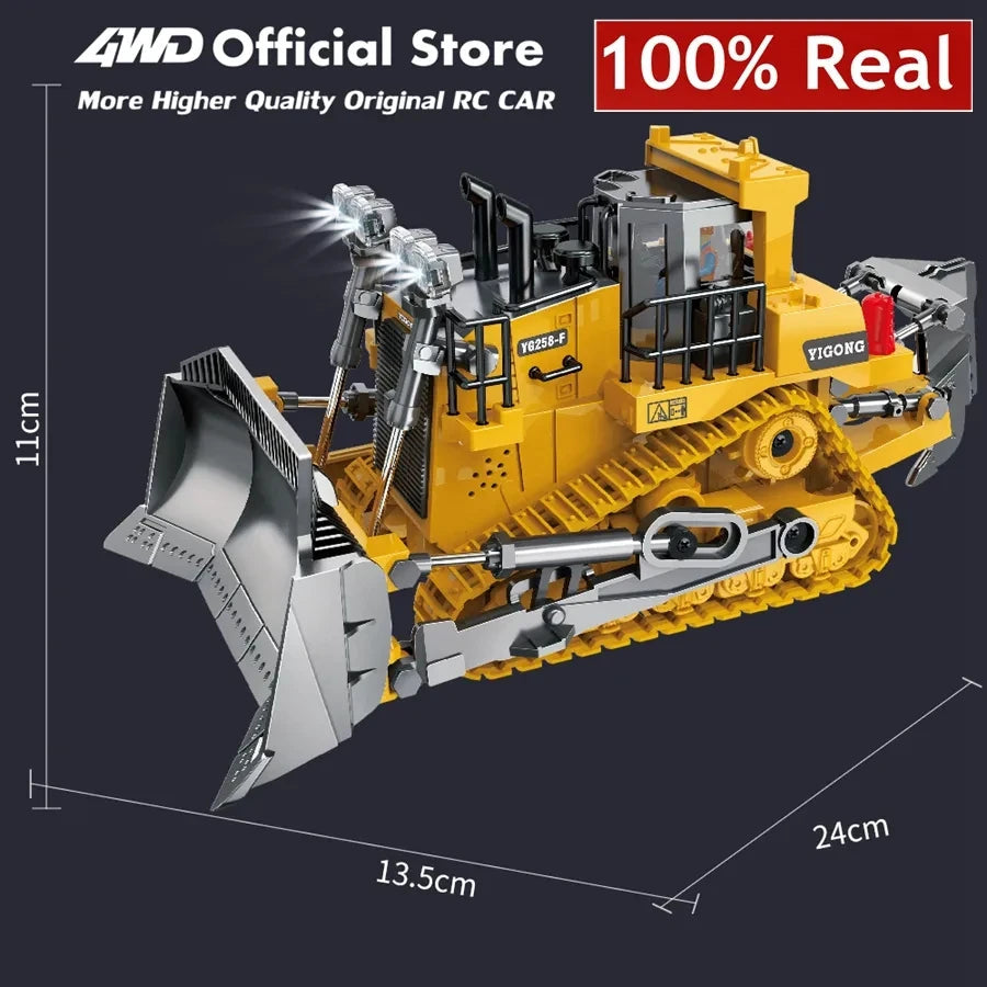 4WD Remote Control Excavator Toy Radio Controlled RC Dump Truck Vehicle Crawler Bulldozer Construction Car Gifts for Kids Boys Model to assemble
