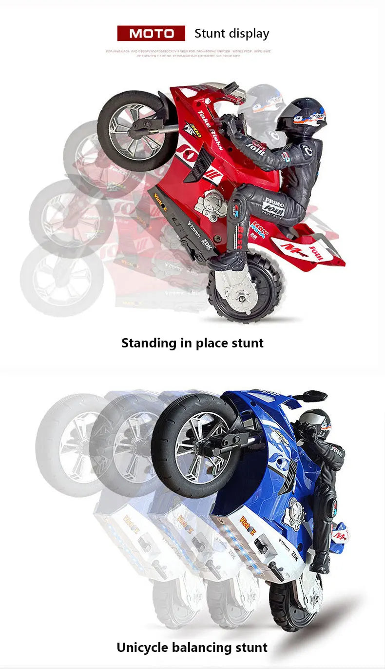 RC Motorcycle Self-Balancing 6 Axis of Gyroscope Stunt Racing Motorcycle Plastic RTR High Speed Off-Road Model Kid Toys For Boy Model to assemble