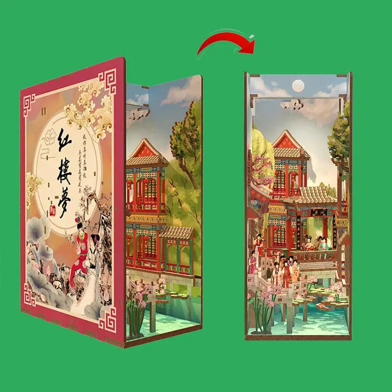 Cherry Blossom Bookends Japanese DollHouse - Model to assemble