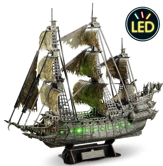 Green LED Flying Dutchman Pirate Ship Model to assemble