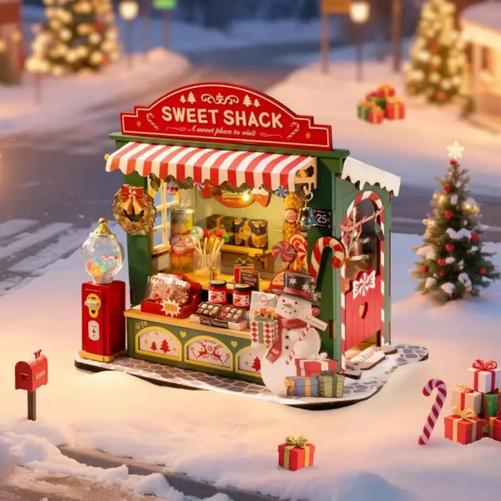 Christmas Candy Stall Dolls House, Christmas Decor - Model to assemble