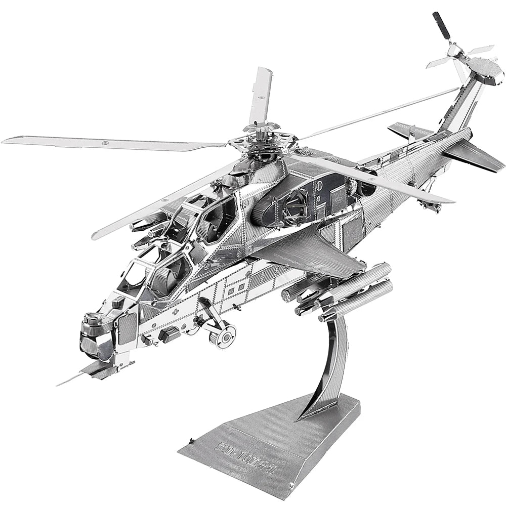 Piececool Model Building Kits WUZHI-10 Helicopter 3D Metal Puzzle Jigsaw Kids Toys DIY Set for Adult Brain Teaser Model to assemble