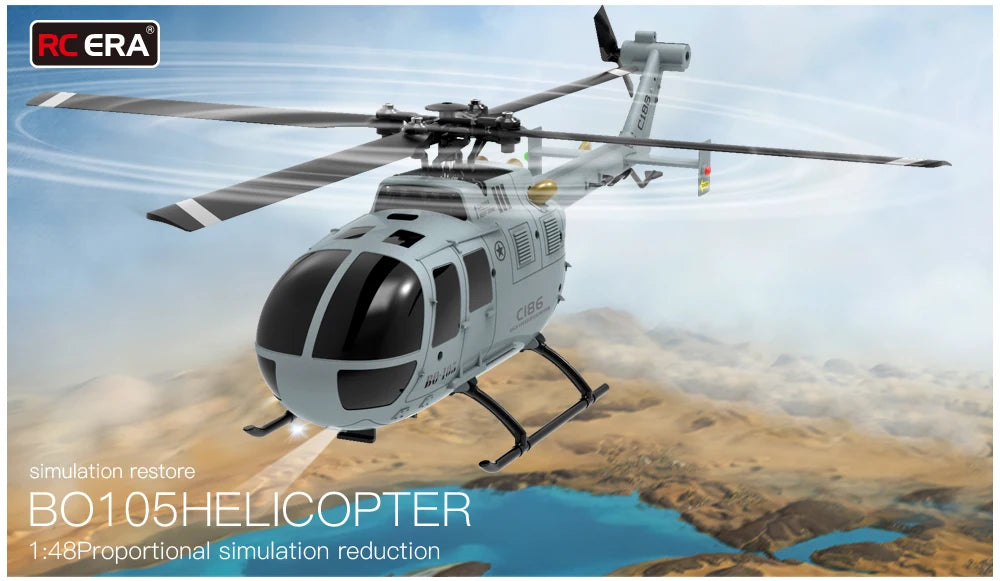 C186 PRO RC Helicopter 4CH BO105 Remote Control Airplane 6 Axis Electronic Gyroscope Aircraft Plane Toys for Children Model to assemble