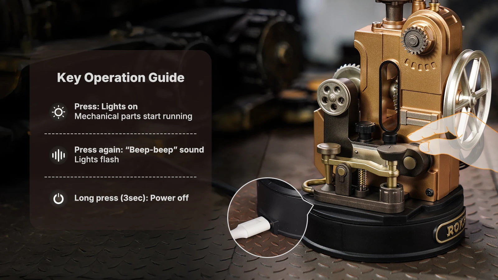 Leonardo Da Vinci's Helicopter Steampunk Mechanical Model with Moving Wing LED Unique - Model to assemble