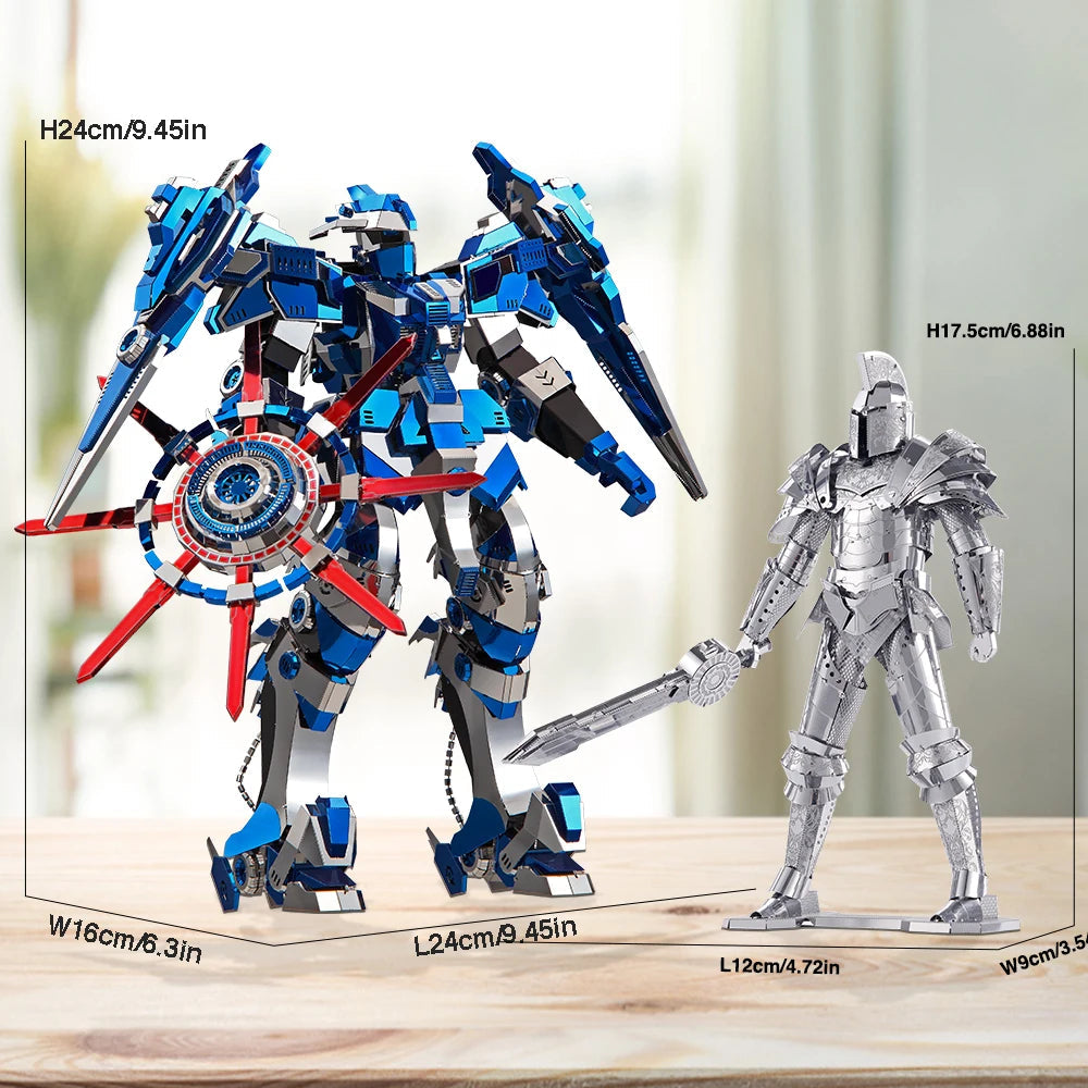Piececool Puzzle 3D Metal Model Kits Blue Mech DIY Toys Jigsaw Birthday Valentine's Day Gifts for Teen Model to assemble