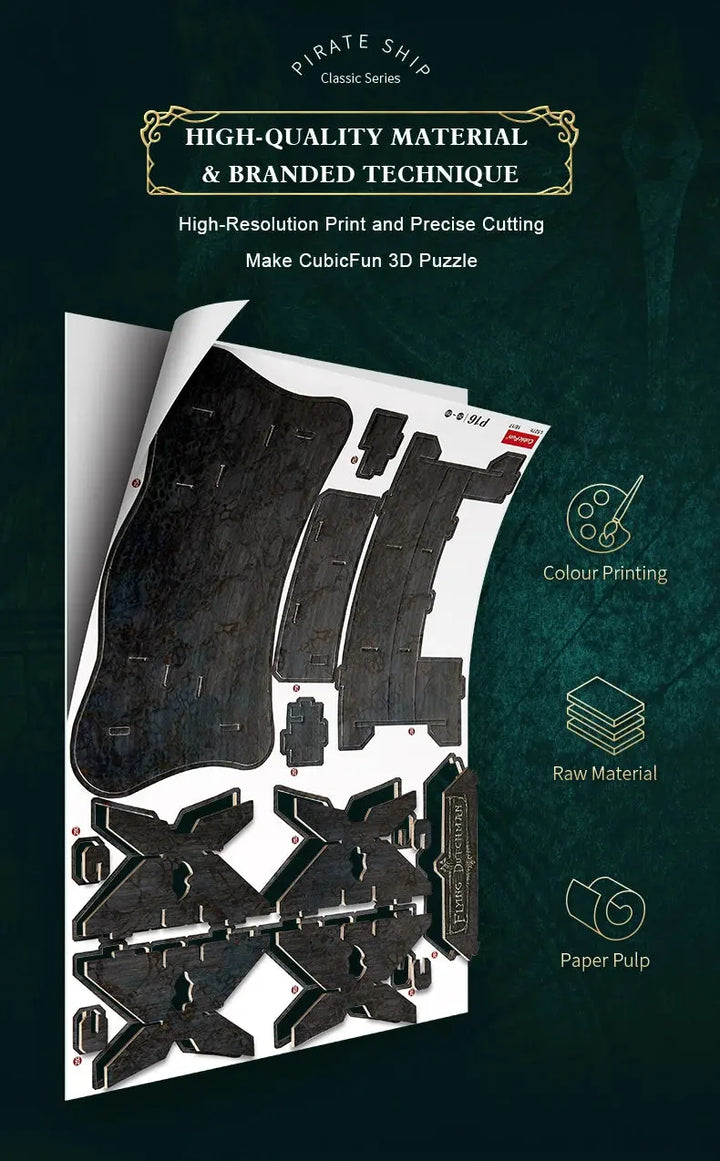 Green LED Flying Dutchman Pirate Ship Model to assemble