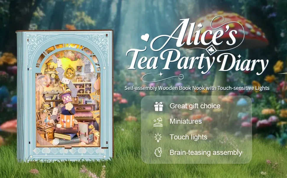 Princess Tea Party Diary Book Nook Shelf Insert - Model to assemble