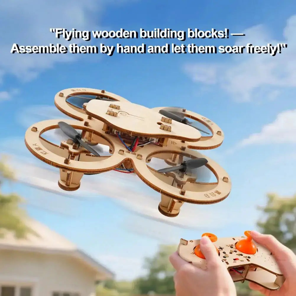 Drone Quadcopter Wooden Assembly DIY With Remote Control - Model to assemble