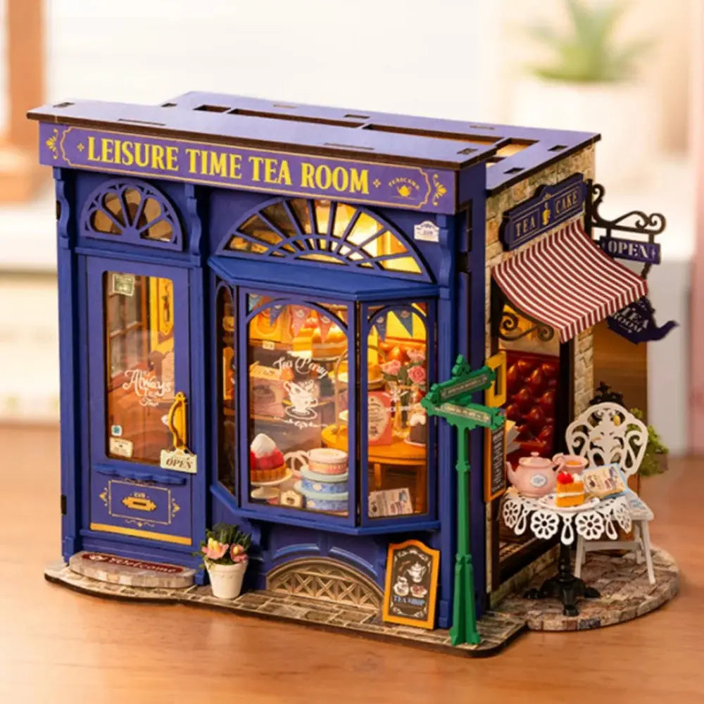 Leisure Time Tea Room DIY Miniature House Kit with LED Light