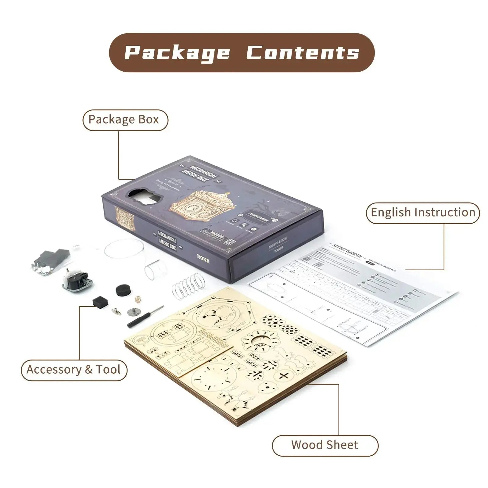 Mechanical Music Box Wooden Model Kit - Model to assemble