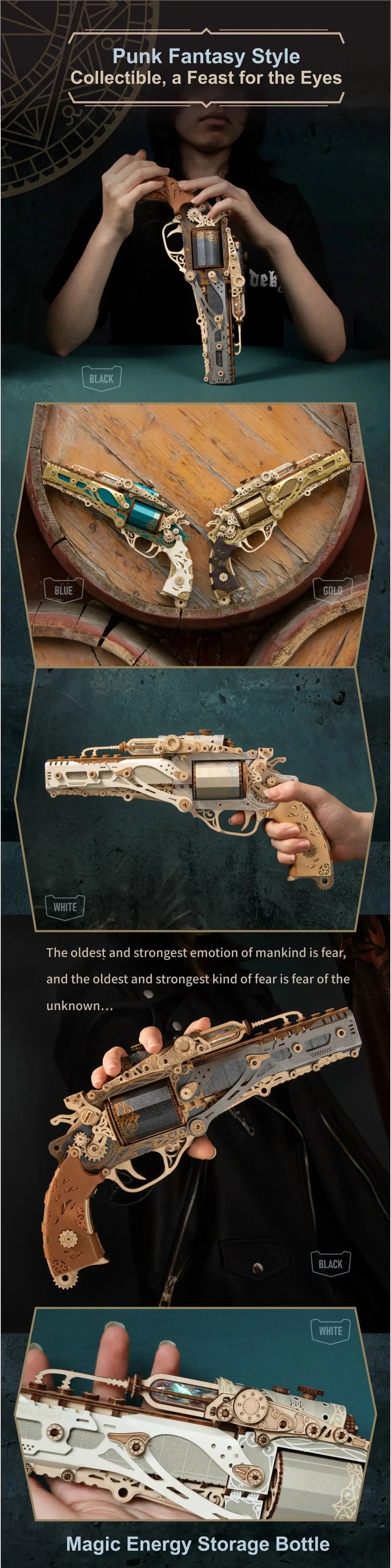 Steampunk Revolver Wooden Model Kits Model to assemble