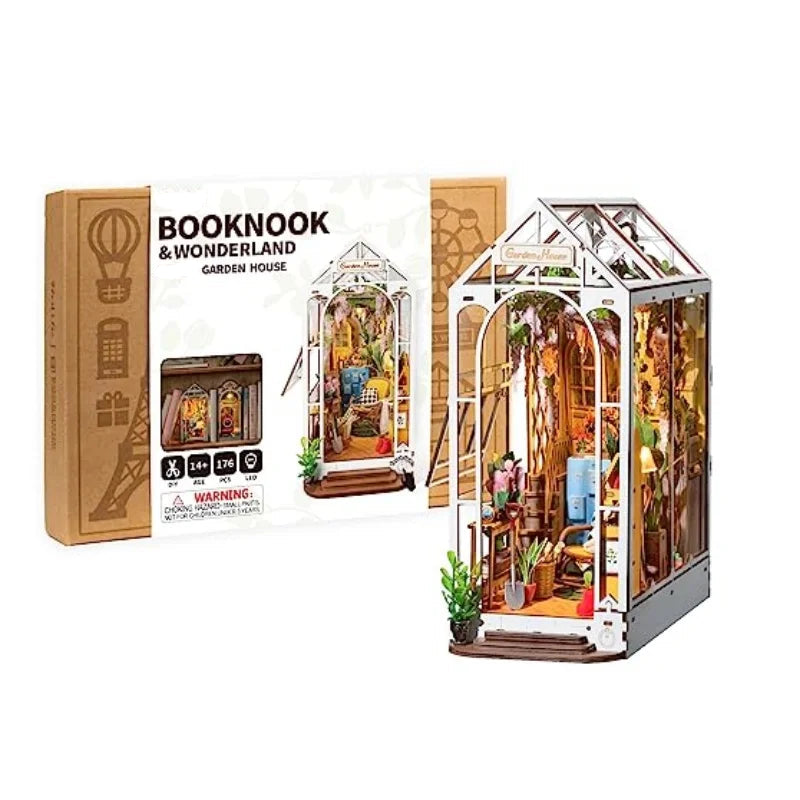 Robotime Rolife DIY Book Nook Wooden Miniature Doll House for Bookshelf Insert Furniture Model to assemble